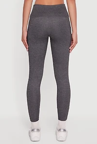 Womens Drawstring Waist Leggings with Cell Phone Pockets, Grey,