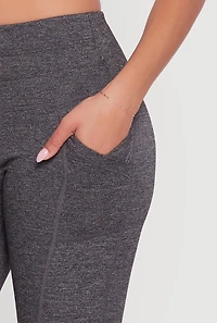 Womens Drawstring Waist Leggings with Cell Phone Pockets, Grey,