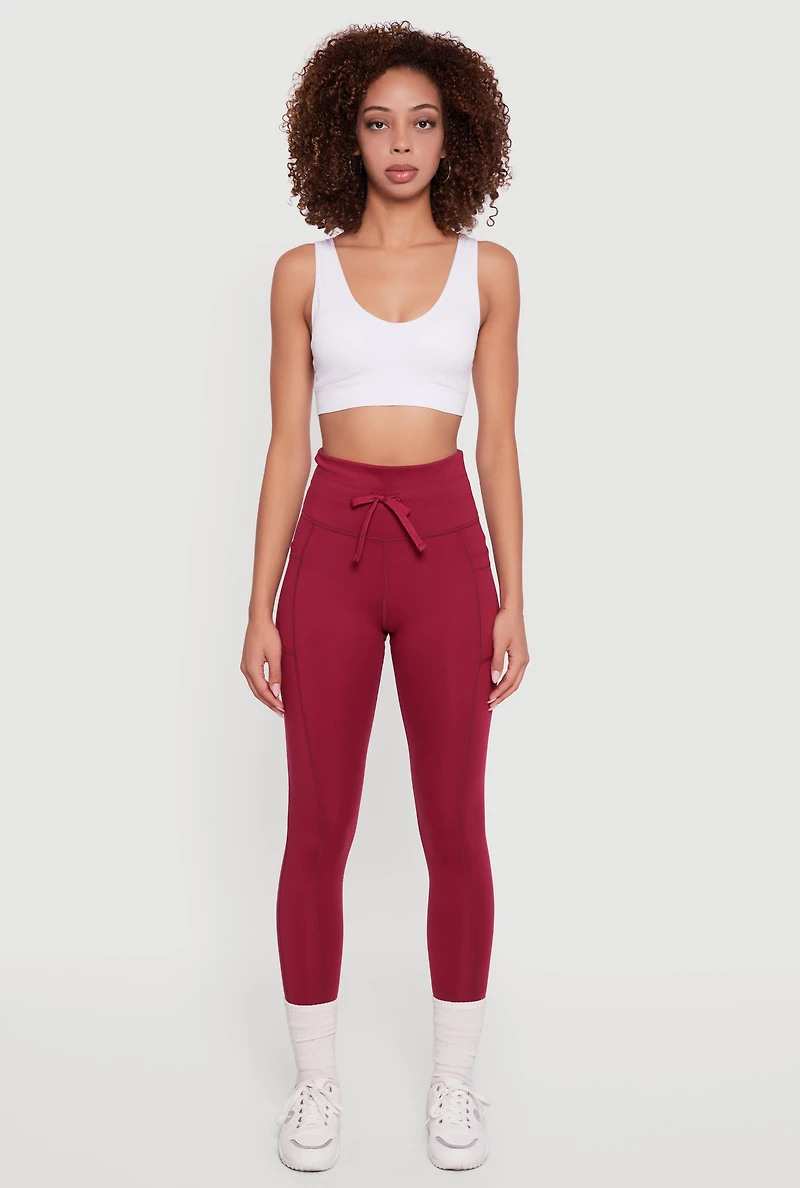 High Waisted Drawstring Leggings with Side Pockets