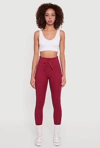 High Waisted Drawstring Leggings with Side Pockets