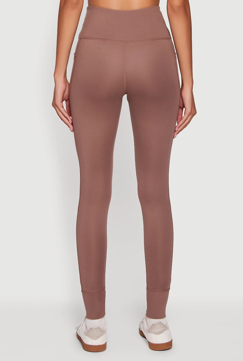 Womens High Waisted Drawstring Leggings with Side Pockets,