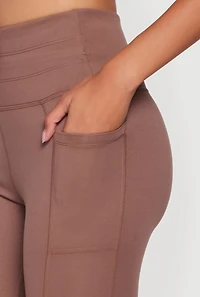 Womens High Waisted Drawstring Leggings with Side Pockets,