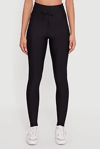 Womens High Waisted Drawstring Leggings with Pockets, M