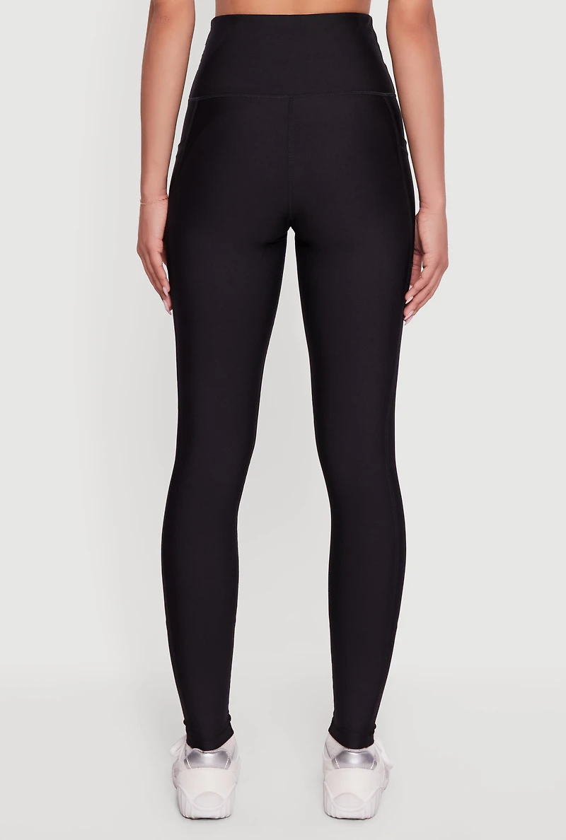 Womens High Waisted Drawstring Leggings with Pockets, M