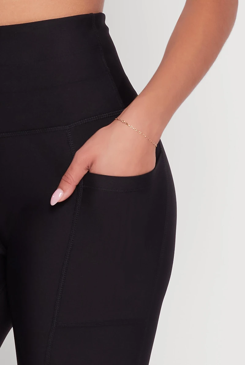 Womens High Waisted Drawstring Leggings with Pockets,