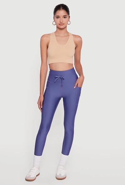 High Waisted Drawstring Leggings with Pockets