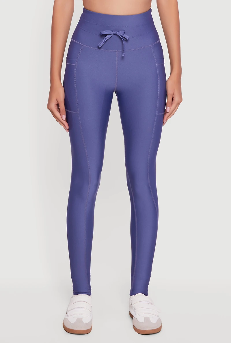 High Waisted Drawstring Leggings with Pockets