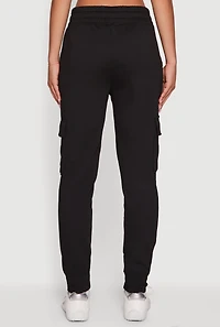 Womens Mid Rise Fleece Joggers with Cargo Pockets,