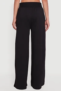 Womens Mid Rise Wide Leg Fleece Lined Sweatpants, Black, Size M
