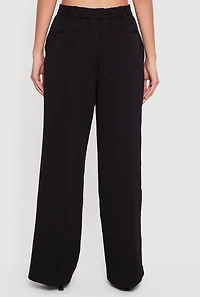 Crepe Knit High Waisted Wide Leg Dress Pants