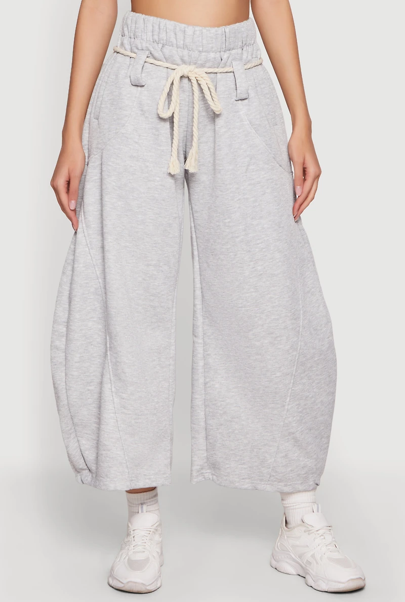 Baggy Barrel Pants with Rope Belt