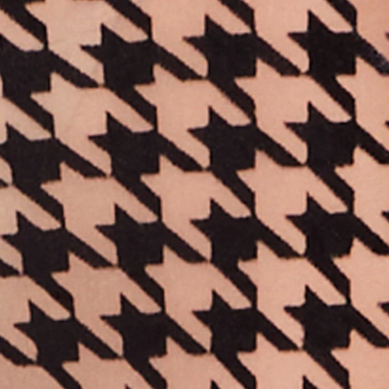 Houndstooth Velvet Burnout Long Sleeve Plunge Neck Jumpsuit