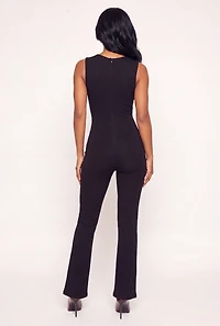 Zip Back Sleeveless Flare Leg Jumpsuit