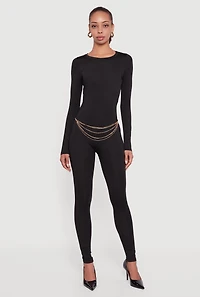 Womens Zip Back Long Sleeve Catsuit, Black,