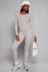 Womens Daisy Long Sleeve Catsuit, Grey, Size XL