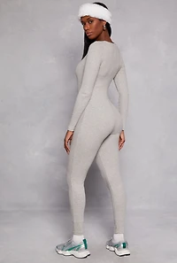 Womens Daisy Long Sleeve Catsuit, Grey, Size XL