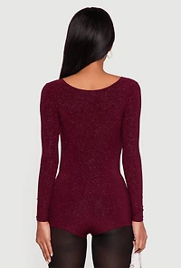 Glittery Long Sleeve Cowl Neck Romper