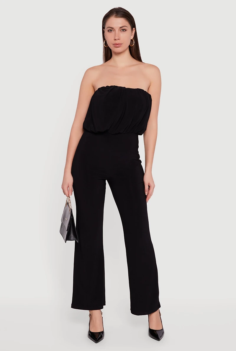 Elegant Strapless Wide Leg Jumpsuit