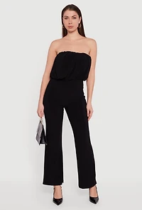 Elegant Strapless Wide Leg Jumpsuit