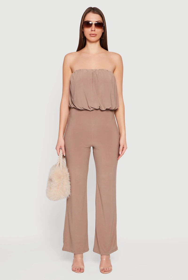Elegant Strapless Wide Leg Jumpsuit