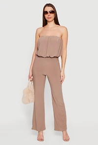 Elegant Strapless Wide Leg Jumpsuit