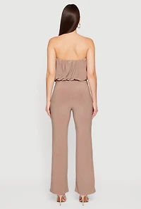 Womens Elegant Strapless Wide Leg Jumpsuit,