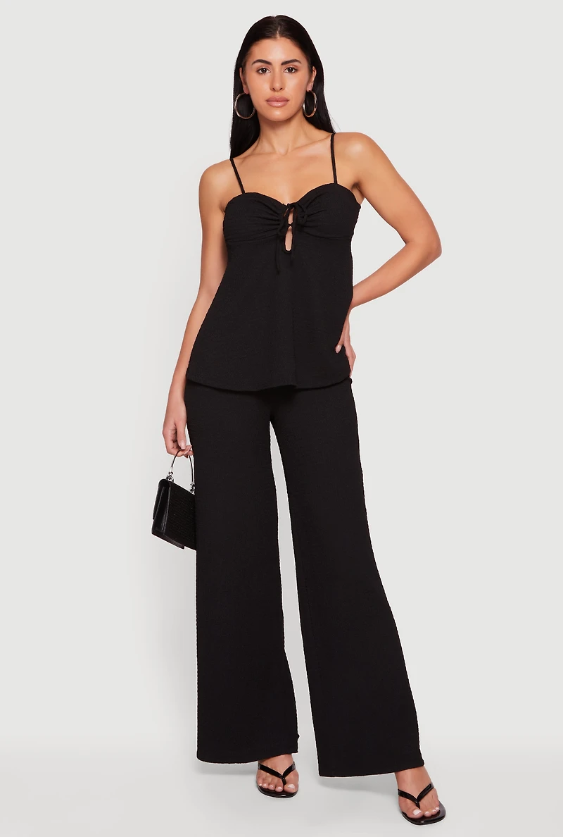 Sleeveless Open Tie Back Wide Leg Jumpsuit
