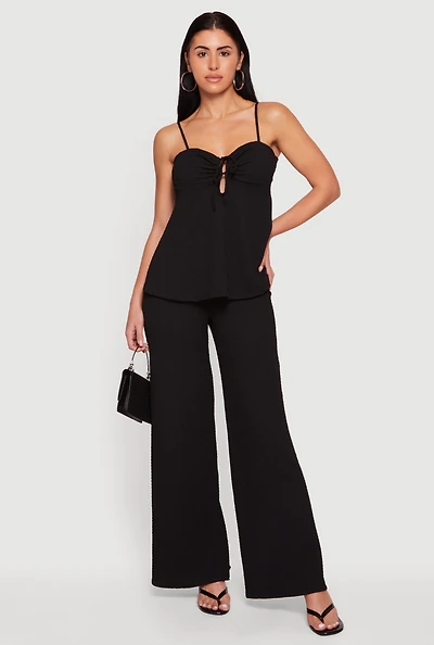 Sleeveless Open Tie Back Wide Leg Jumpsuit