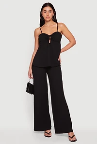 Sleeveless Open Tie Back Wide Leg Jumpsuit