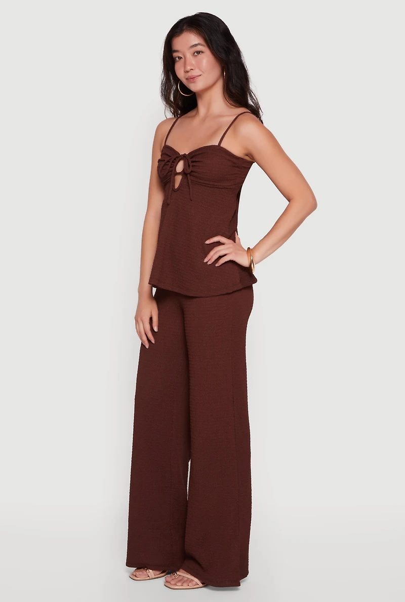 Sleeveless Open Tie Back Wide Leg Jumpsuit