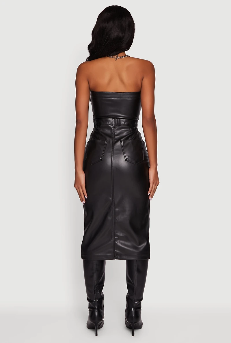 Womens Hyper Stretch Slit Front Tube Dress,