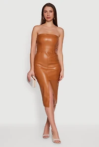 Hyper Stretch Slit Front Tube Dress