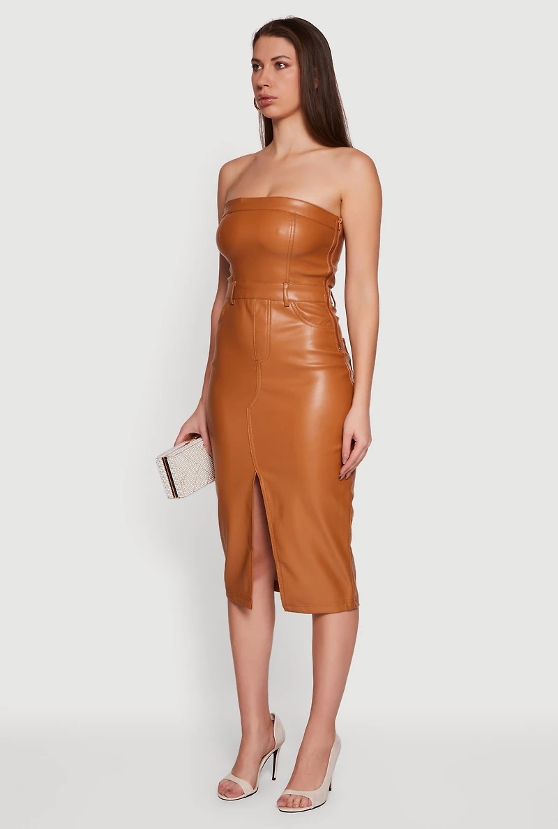 Hyper Stretch Slit Front Tube Dress