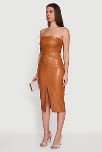 Hyper Stretch Slit Front Tube Dress