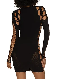 Seamless Rhinestone Cut Out Mini Dress