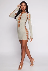 Womens Seamless Rhinestone Cut Out Mini Dress,