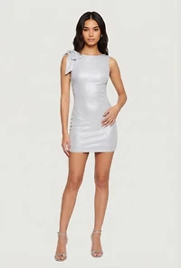 Glitter Sleeveless Tie Shoulder Strap Mini Dress