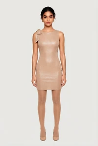 Glitter Sleeveless Tie Shoulder Strap Mini Dress