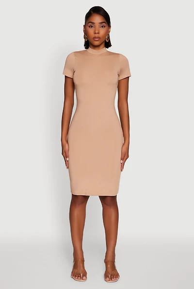 Womens Daisy Mock Neck T Shirt Dress,