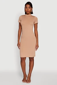 Womens Daisy Mock Neck T Shirt Dress,