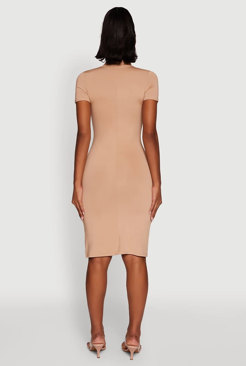 Womens Daisy Mock Neck T Shirt Dress,