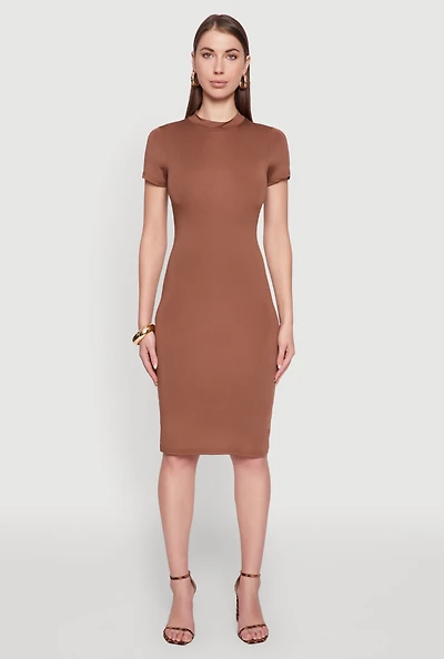 Womens Daisy Mock Neck T Shirt Dress,