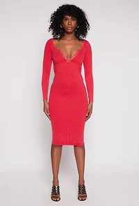Womens Daisy Acid Wash Grommet Notch Neck Dress, Red, Size S