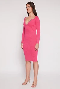 Womens Daisy Acid Wash Grommet Notch Neck Dress, Pink, Size M