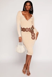 Daisy Acid Wash Grommet Notch Neck Dress