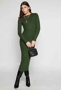 Daisy Ribbed Crew Neck Midi Dress