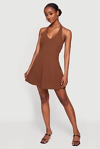 Crepe Knit Studded Detail Halter Dress