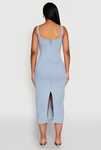 Womens Haute Monde Denim Slit Back Tank Dress, Blue,