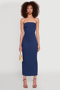 Haute Monde Denim Slit Back Tube Dress