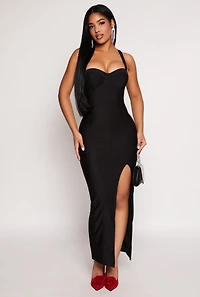 Haute Monde Side Slit Bustier Maxi Dress